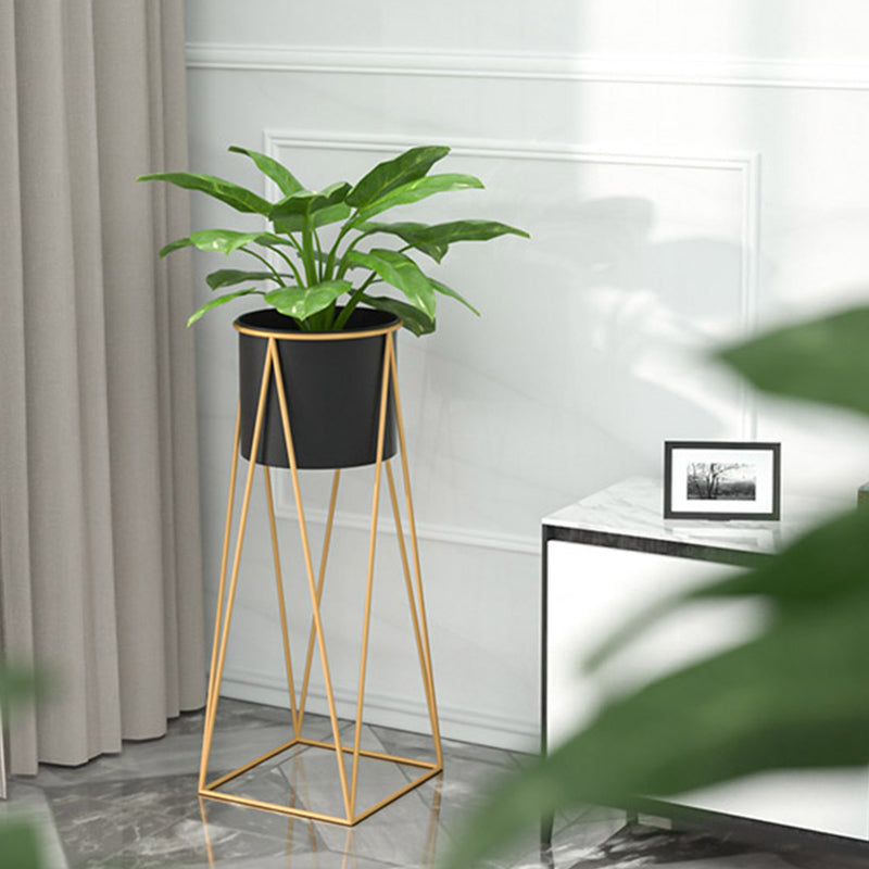 50cm Gold Metal Plant Stand with Black Flower Pot Holder Corner Shelving Rack Indoor Display