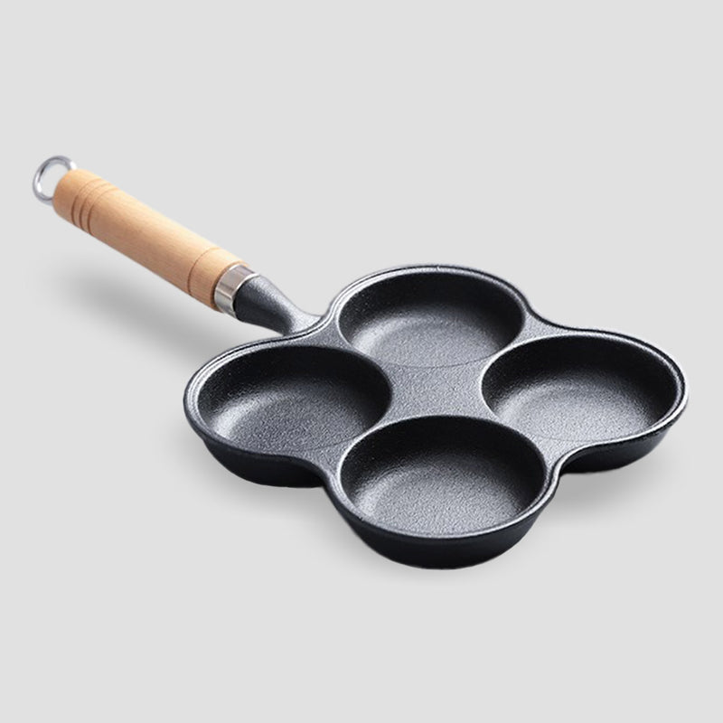 4 Mold Multi-Portion Cast Iron Breakfast Fried Egg Pancake Omelet Fry Pan