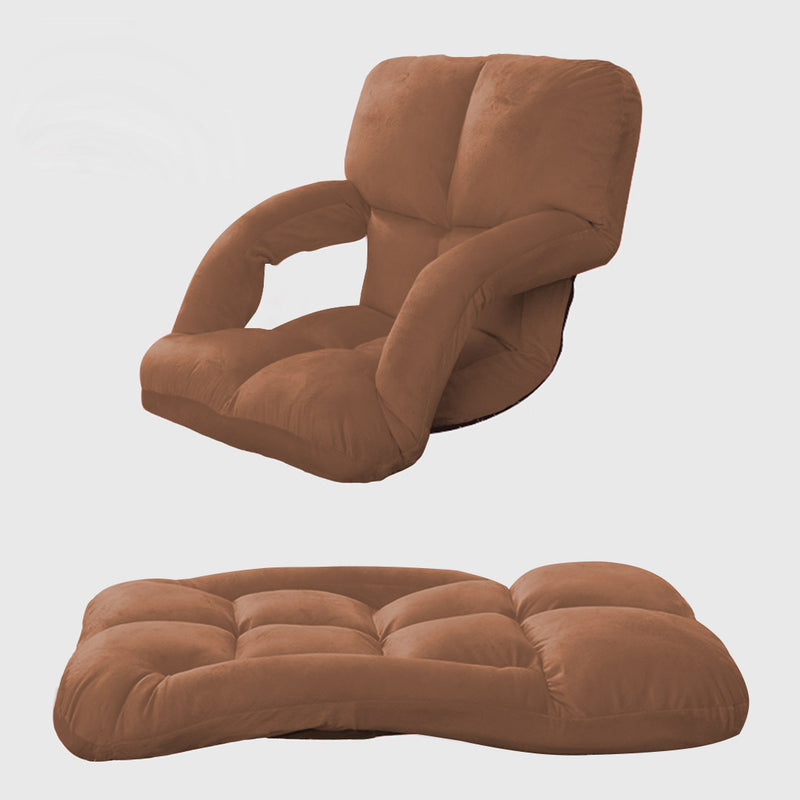 4X Foldable Lounge Cushion Adjustable Floor Lazy Recliner Chair with Armrest Coffee