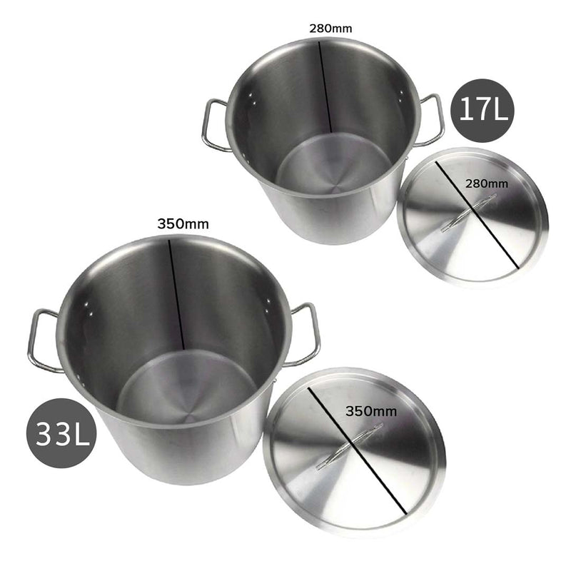 Stock Pot 17L 33L Top Grade Thick Stainless Steel Stockpot 18/10