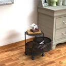 2 Tier Steel Round Rotating Kitchen Cart Multi-Functional Shelves Portable Storage Organizer with Wheels