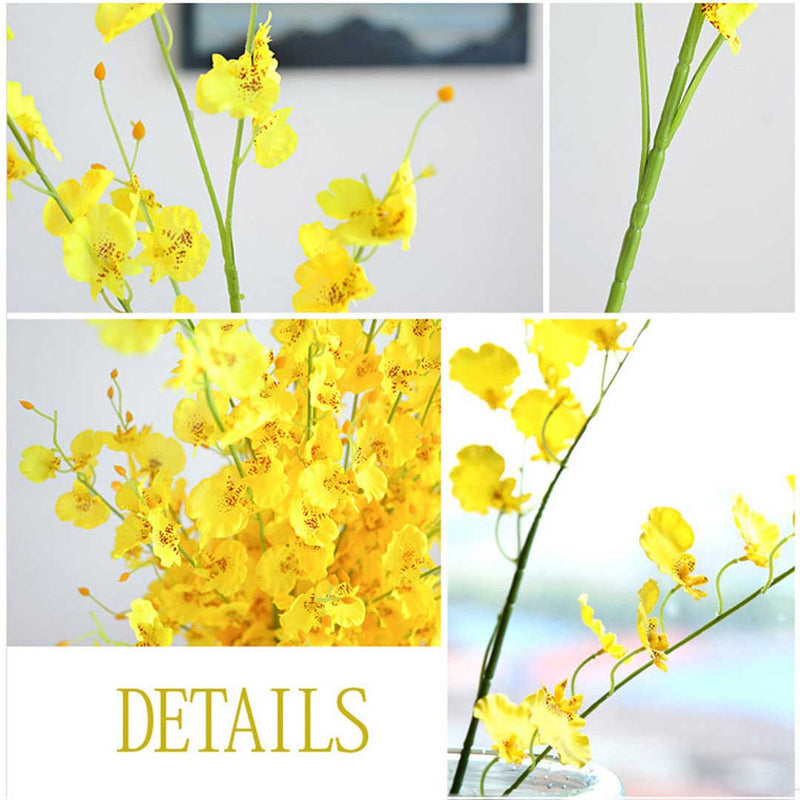 10pcs Artificial Silk Flower Fake Orchid Bouquet Table Decor Yellow