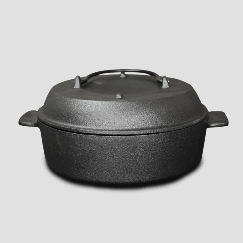 2X 28cm Cast Iron Dutch Oven Pre-Seasoned Camping Stew Pot with Lid