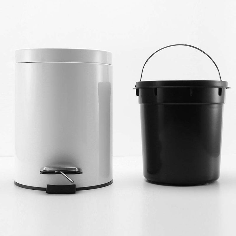 Foot Pedal Stainless Steel Rubbish Recycling Garbage Waste Trash Bin Round 12L White