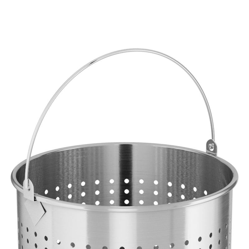 71L 18/10 Stainless Steel Perforated Stockpot Basket Pasta Strainer with Handle
