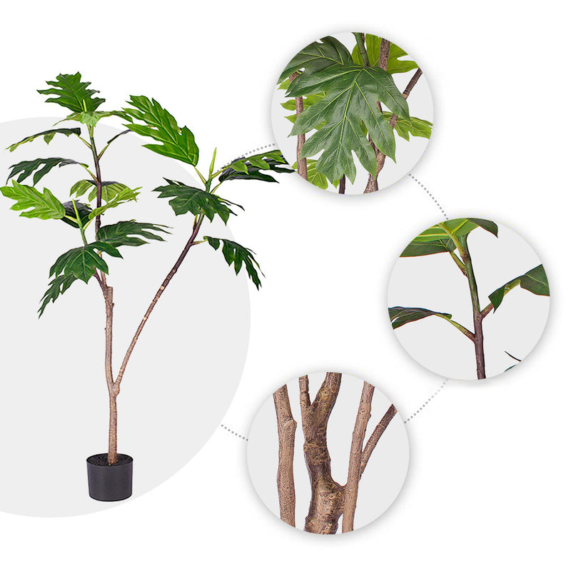 120cm Artificial Natural Green Split-Leaf Philodendron Tree Fake Tropical Indoor Plant Home Office Decor