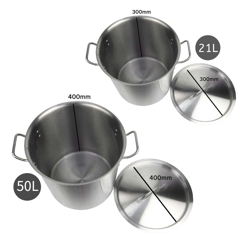 Stock Pot 21L 50L Top Grade Thick Stainless Steel Stockpot 18/10