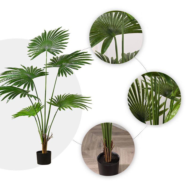 120cm Artificial Natural Green Fan Palm Tree Fake Tropical Indoor Plant Home Office Decor