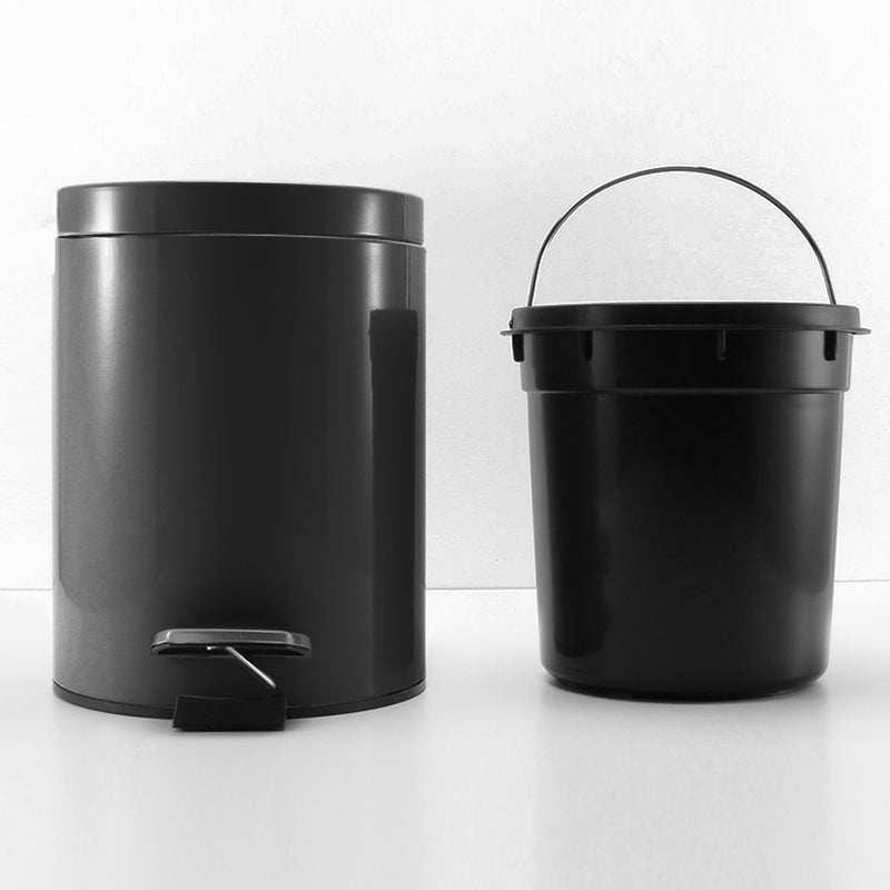 Foot Pedal Stainless Steel Rubbish Recycling Garbage Waste Trash Bin Round 12L Black