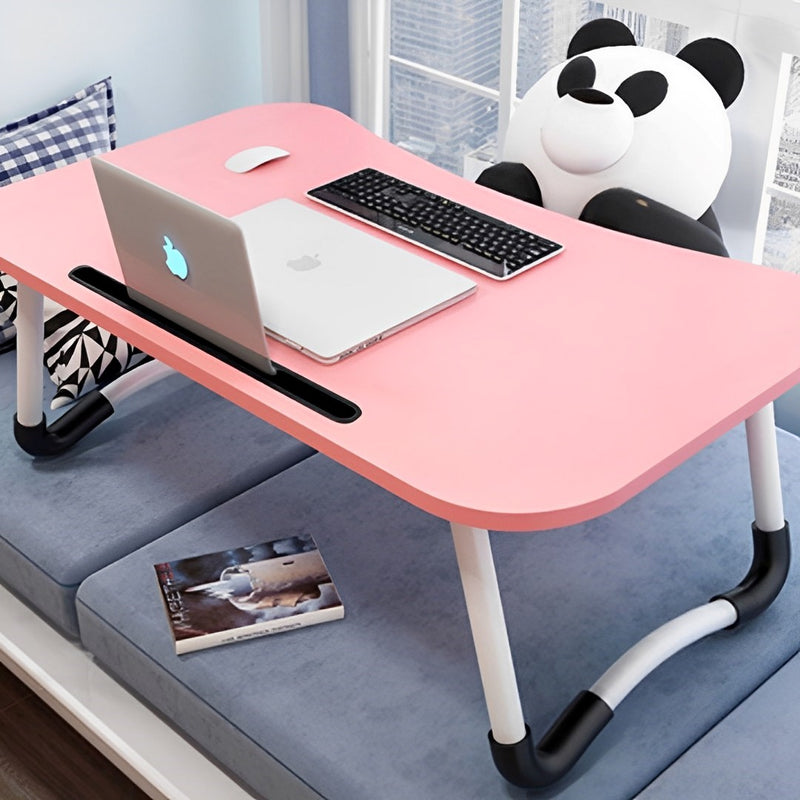 Pink Portable Bed Table Adjustable Foldable Bed Sofa Study Table Laptop Mini Desk with Notebook Stand Card Slot Holder Home Decor