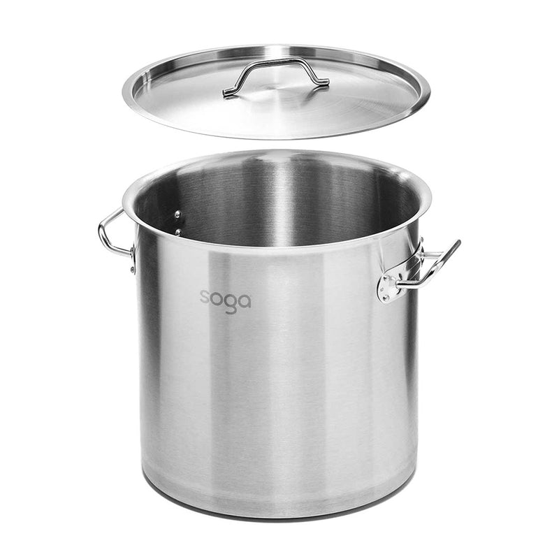 33L Stainless Steel Stock Pot with Two Steamer Rack Insert Stockpot Tray