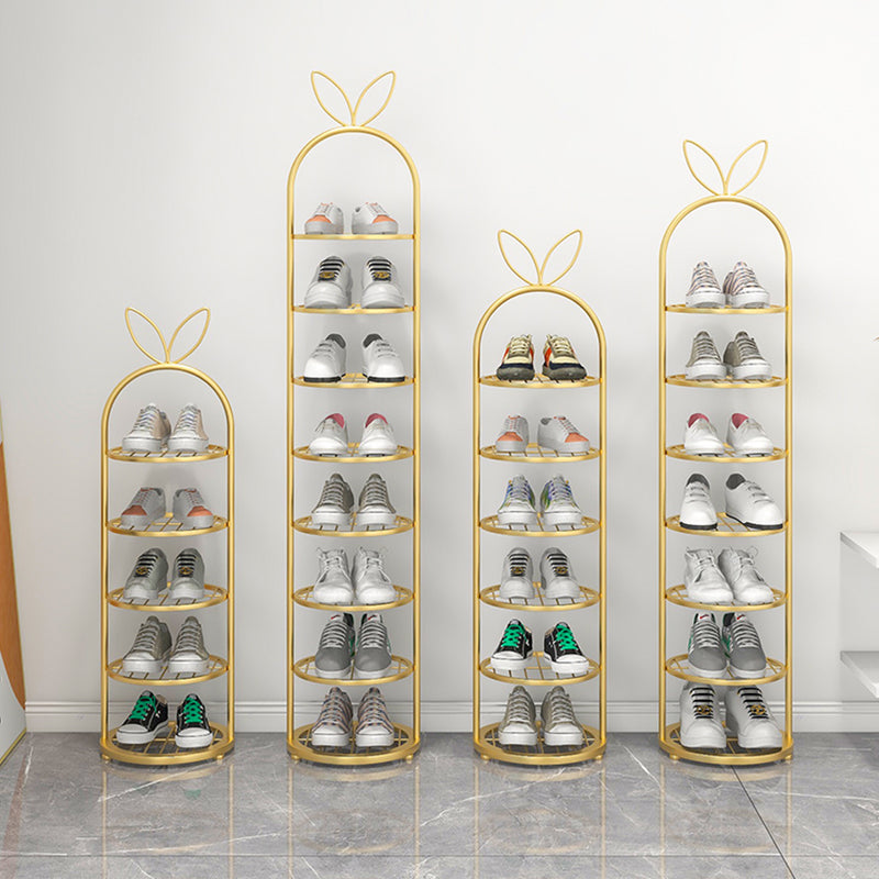 6 Tier Bunny Ears Shape Gold Plated Metal Shoe Organizer Space Saving Portable Footwear Storage Shelf