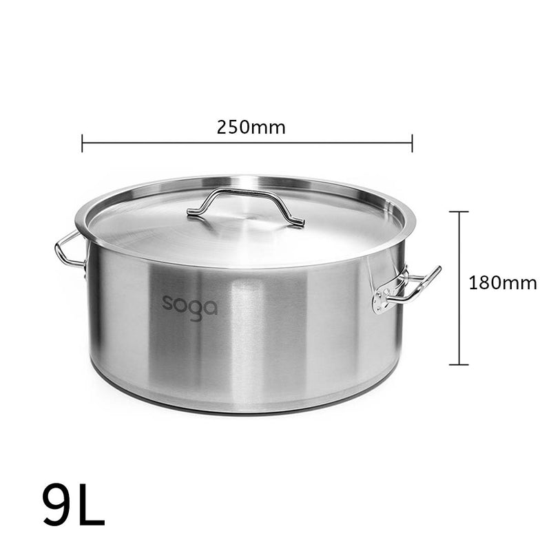 Stock Pot 9Lt Top Grade Thick Stainless Steel Stockpot 18/10 RRP