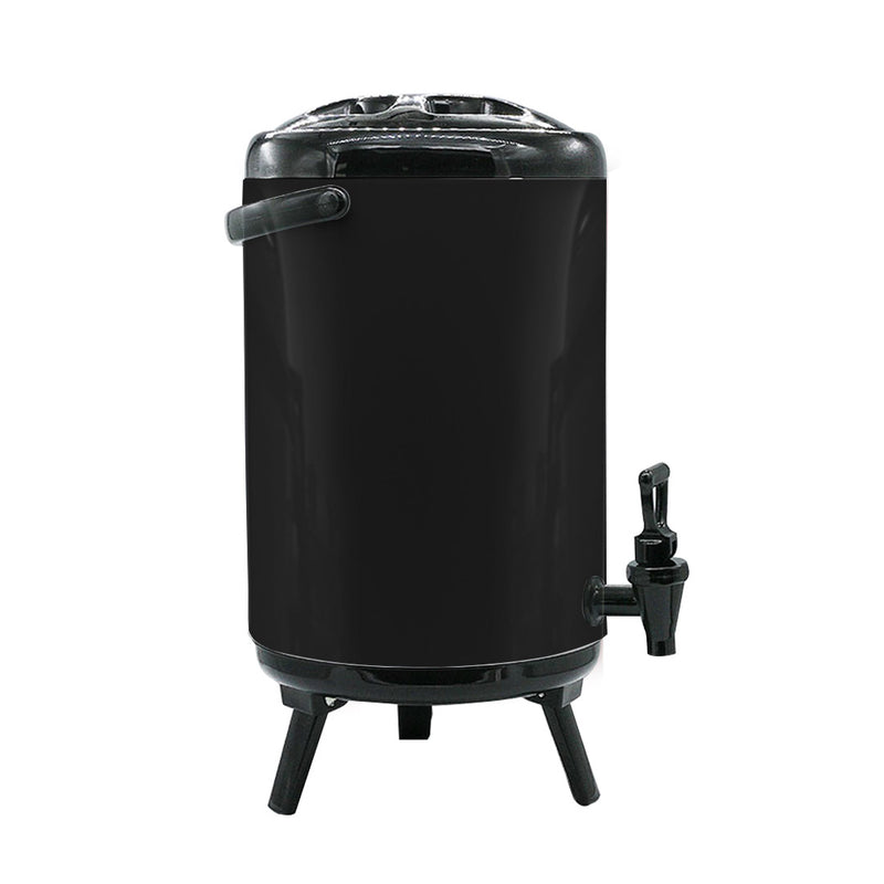 16L Stainless Steel Insulated Milk Tea Barrel Hot and Cold Beverage Dispenser Container with Faucet Black