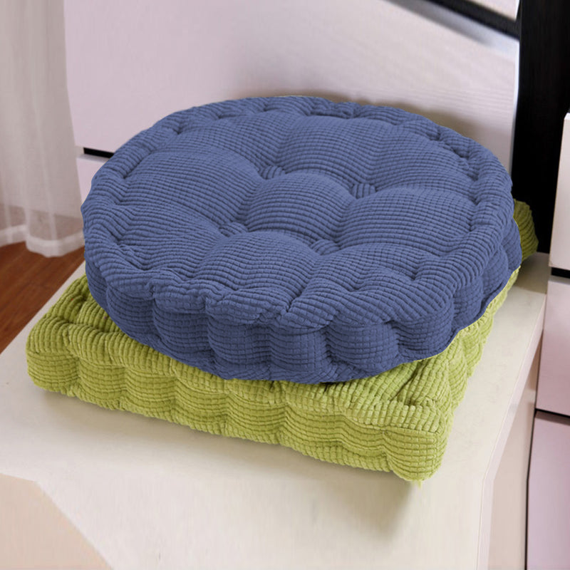 2X Blue Round Cushion Soft Leaning Plush Backrest Throw Seat Pillow Home Office Decor