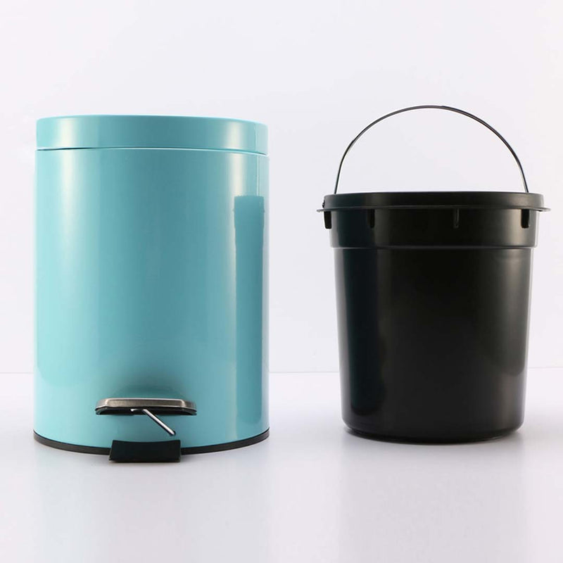 Foot Pedal Stainless Steel Rubbish Recycling Garbage Waste Trash Bin Round 7L Blue