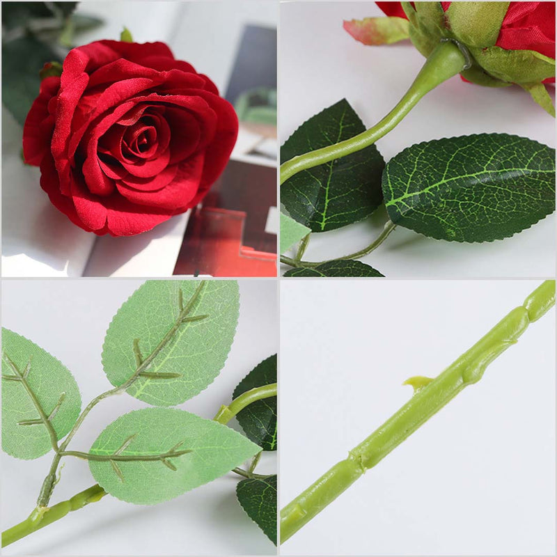 5pcs Artificial Silk Flower Fake Rose Bouquet Table Decor Red