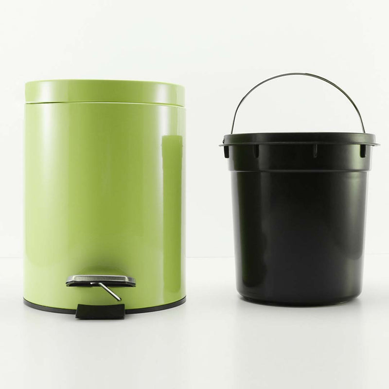 2X Foot Pedal Stainless Steel Rubbish Recycling Garbage Waste Trash Bin Round 12L Green