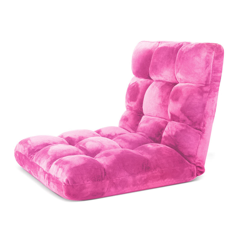 2X Floor Recliner Folding Lounge Sofa Futon Couch Folding Chair Cushion Light Pink