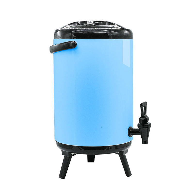 14L Stainless Steel Insulated Milk Tea Barrel Hot and Cold Beverage Dispenser Container with Faucet Blue