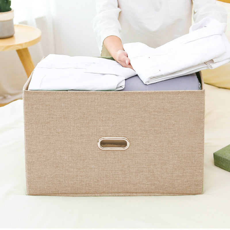 Beige Super Large Foldable Canvas Storage Box Cube Clothes Basket Organiser Home Decorative Box