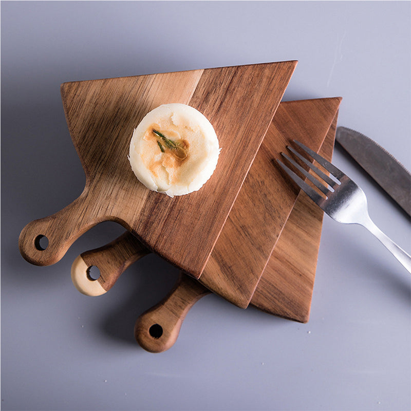 2X  6 pcs Brown Round Divisible Wood Pizza Server Food Plate Board Pizza Paddle Cutting Board Home Decor