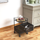 2 Tier Steel Square Rotating Kitchen Cart Multi-Functional Shelves Portable Storage Organizer with Wheels