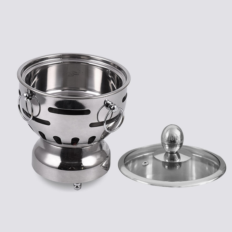 Stainless Steel Mini Asian Buffet Hot Pot Single Person Shabu Alcohol Stove Burner with Glass Lid