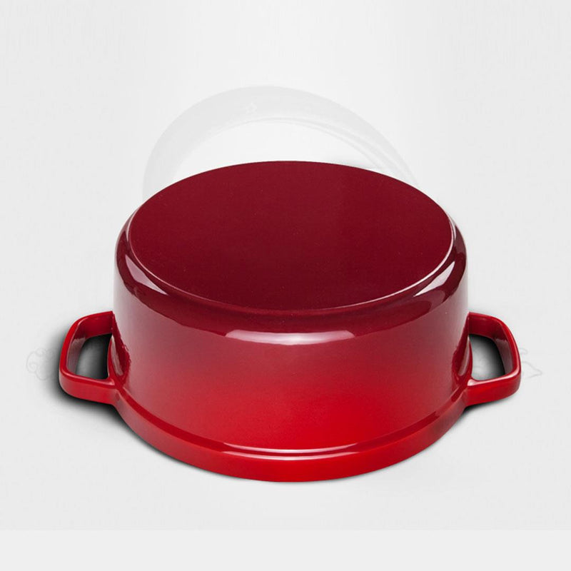 Cast Iron 26cm Enamel Porcelain Stewpot Casserole Stew Cooking Pot With Lid 5L Red