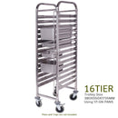 Gastronorm Trolley 16 Tier Stainless Steel Bakery Trolley Suits GN 1/1 Pans