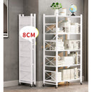 4 Tier Steel White Foldable Display Stand Multi-Functional Shelves Portable Storage Organizer with Wheels