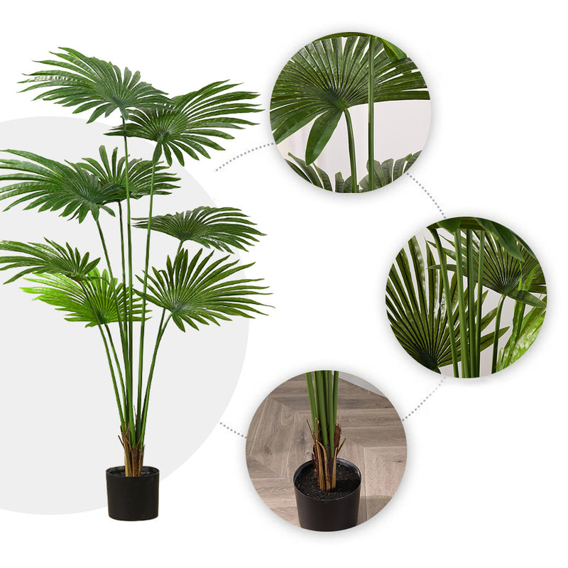 2X 150cm Artificial Natural Green Fan Palm Tree Fake Tropical Indoor Plant Home Office Decor