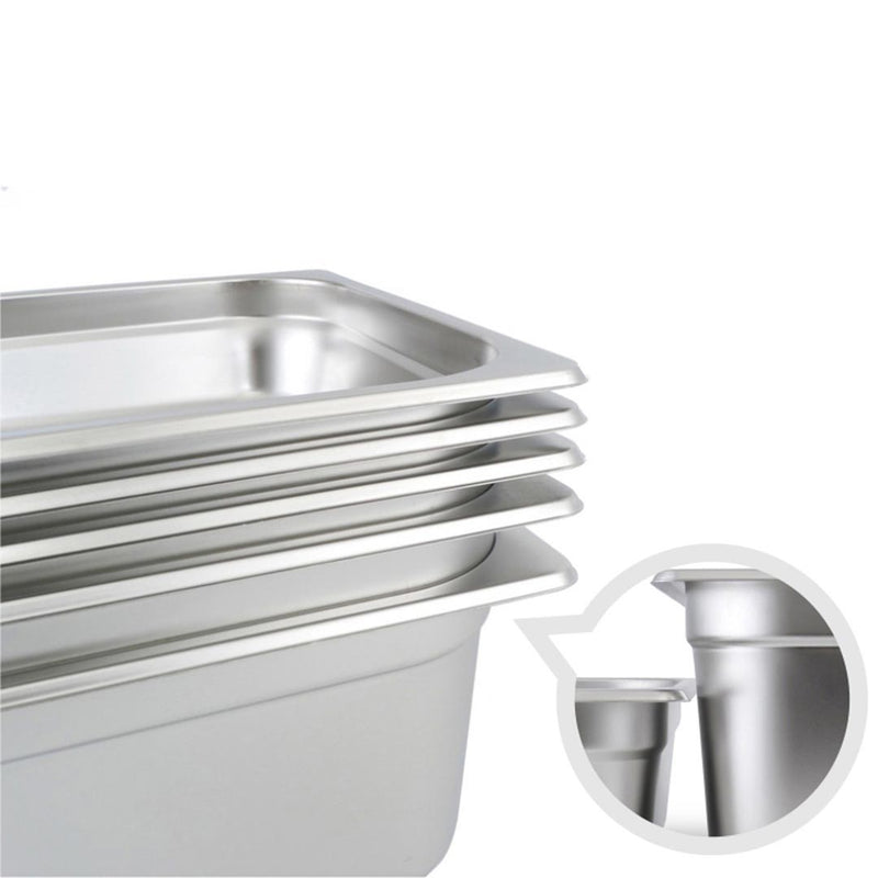 Gastronorm GN Pan Full Size 1/3 GN Pan 6.5 cm Deep Stainless Steel Tray With Lid