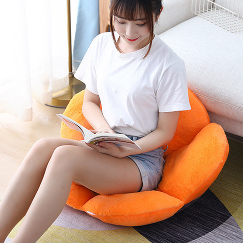 Orange Whimsical Big Flower Shape Cushion Soft Leaning Bedside Pad Floor Plush Pillow Home Decor