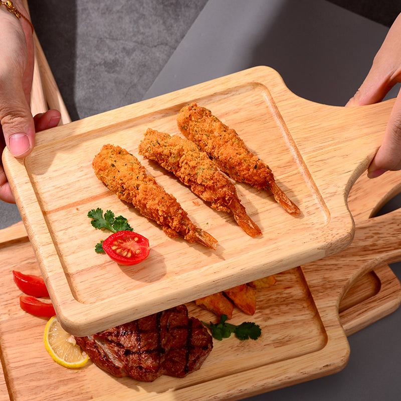 2X 35cm Rectangle Premium Wooden Oak  Food Serving Tray Charcuterie Board Paddle Home Decor