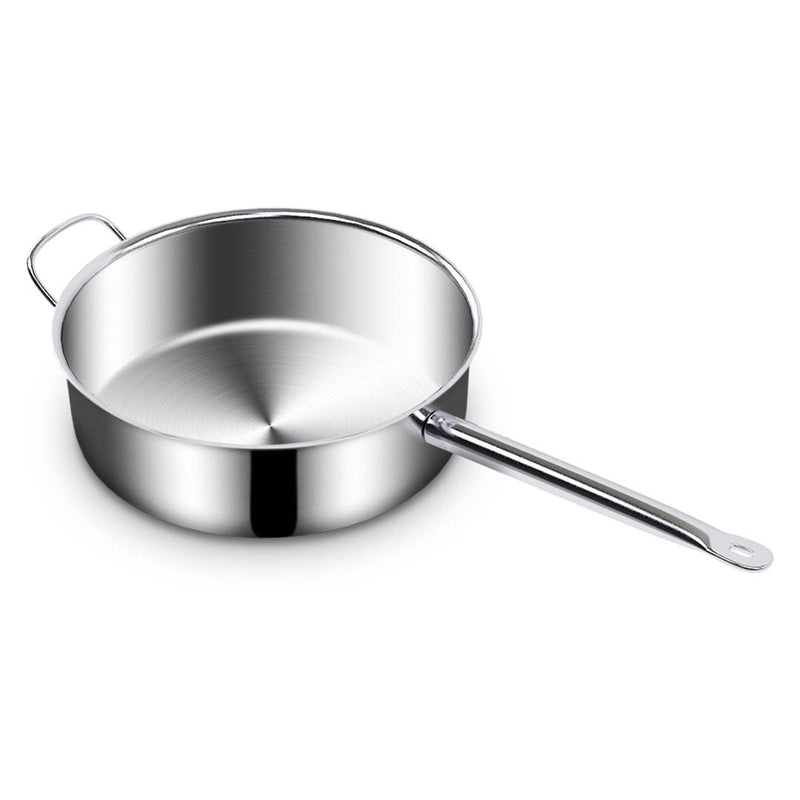 2X 26cm Stainless Steel Saucepan Sauce pan with Glass Lid and Helper Handle Triple Ply Base Cookware
