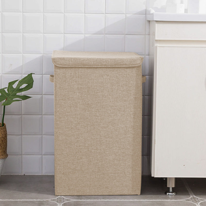 2X Beige Large Collapsible Laundry Hamper Storage Box Foldable Canvas Basket Home Organiser Decor