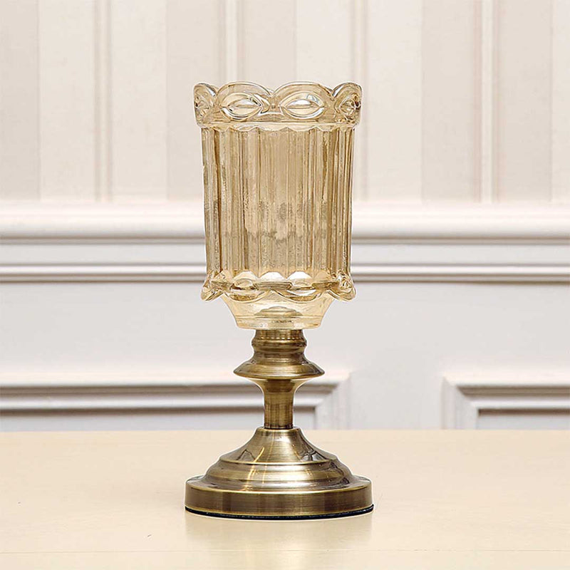 2X 28cm Transparent Glass Flower Vase with Metal Base Filler Vase