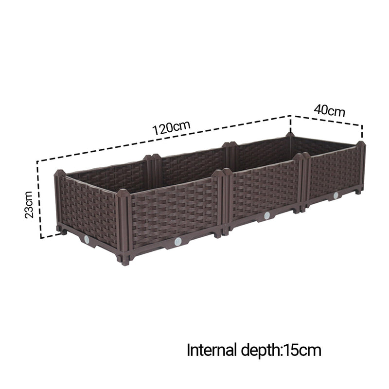 2X 120cm Raised Planter Box Vegetable Herb Flower Outdoor Plastic Plants Garden Bed