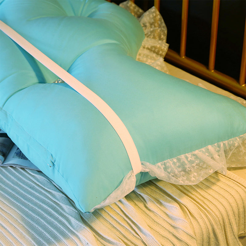 150cm Light Blue Princess Bed Pillow Headboard Backrest Bedside Tatami Sofa Cushion with Ruffle Lace Home Decor