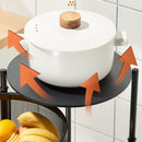 2 Tier Steel Round Rotating Kitchen Cart Multi-Functional Shelves Portable Storage Organizer with Wheels