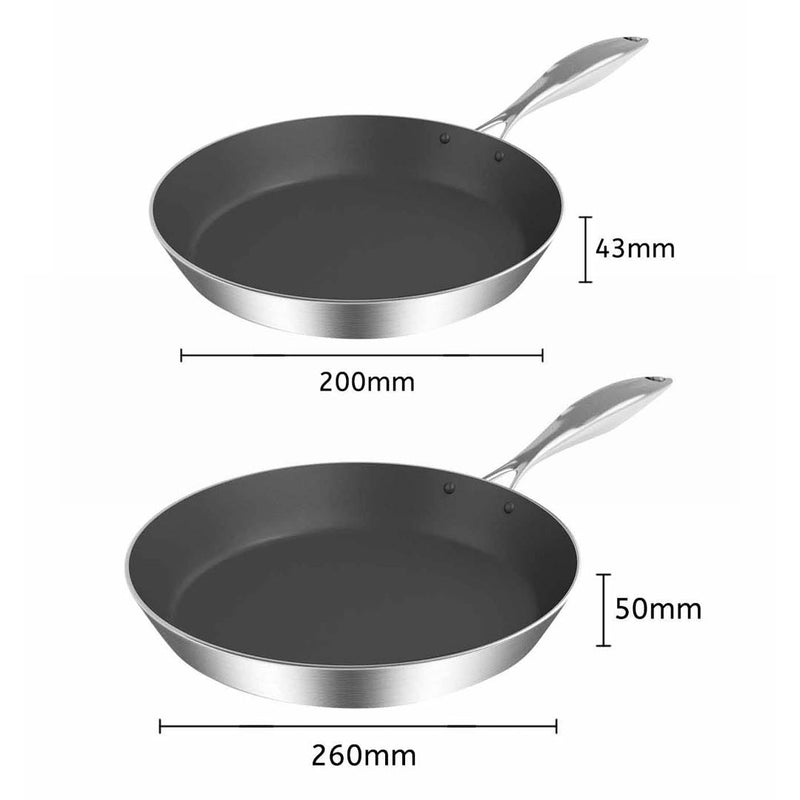 Dual Burners Cooktop Stove With 20cm and 26cm Induction Frying Pan Skillet