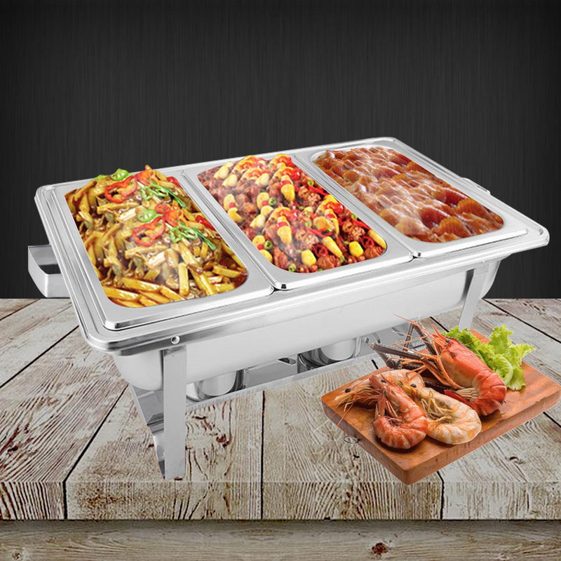 3L Triple Tray Stainless Steel Chafing Food Warmer Catering Dish