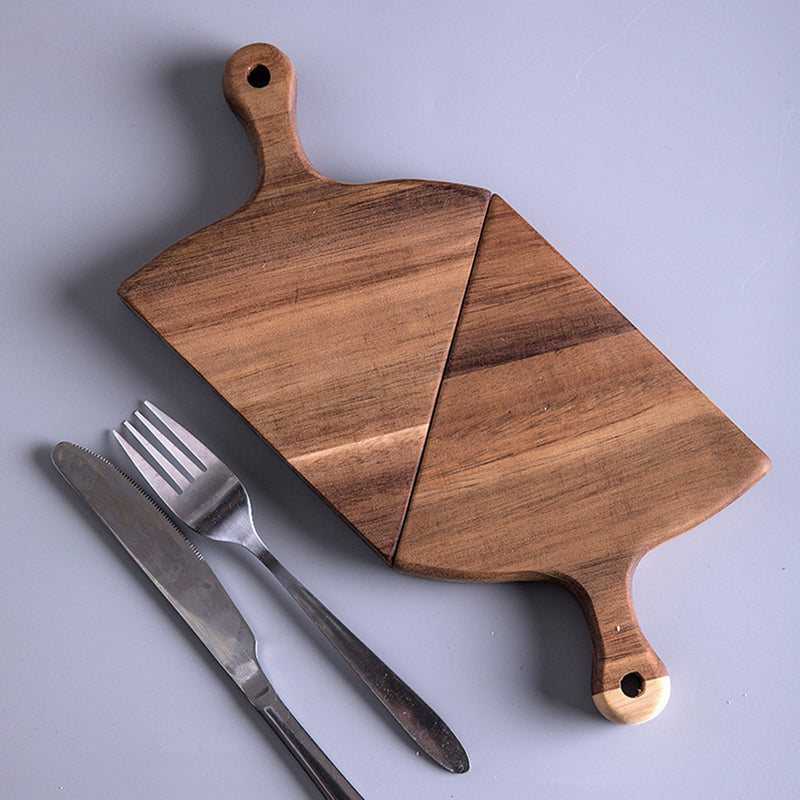 2X  6 pcs Brown Round Divisible Wood Pizza Server Food Plate Board Pizza Paddle Cutting Board Home Decor