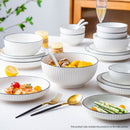 White Japanese Style Ceramic Dinnerware Crockery Soup Bowl Plate Server Kitchen Home Decor Set of 4