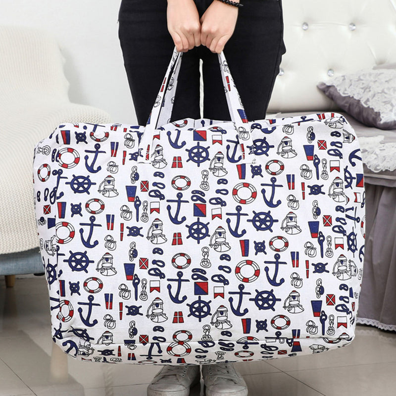 2X Nautical Icons Super Large Storage Luggage Bag Double Zipper Foldable Travel Organiser Essentials