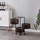 3 Tier Steel Round Rotating Kitchen Cart Multi-Functional Shelves Portable Storage Organizer with Wheels