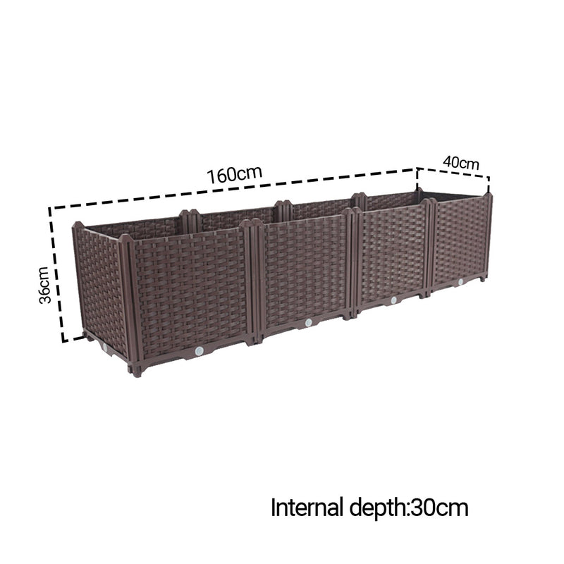 160cm Raised Planter Box Vegetable Herb Flower Outdoor Plastic Plants Garden Bed Deepen