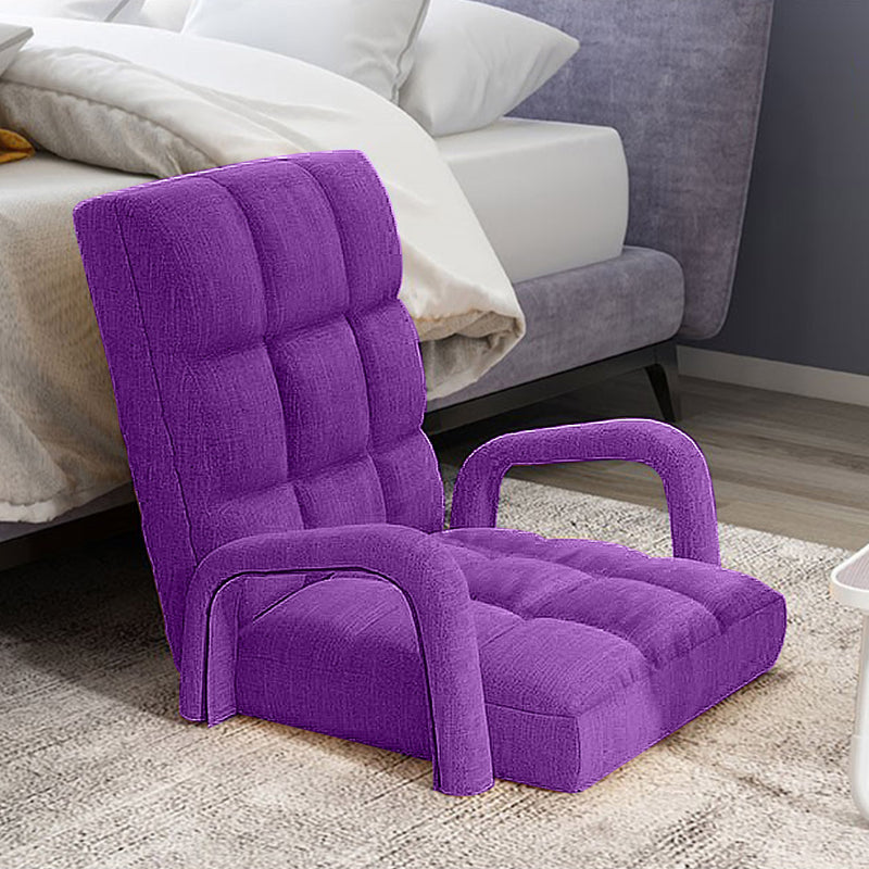 Foldable Lounge Cushion Adjustable Floor Lazy Recliner Chair with Armrest Purple