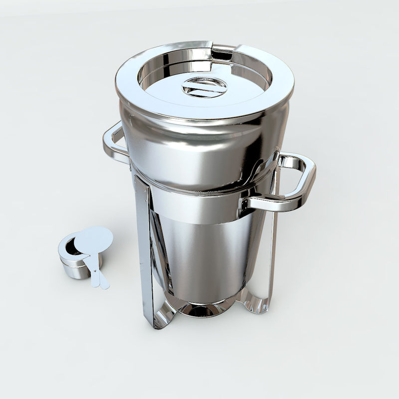 11L Round Stainless Steel Soup Warmer Marmite Chafer Full Size Catering Chafing Dish